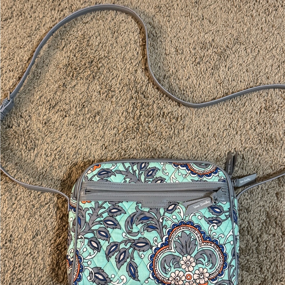 Vera Bradley Teal and Gray Patterned Crossbody Bag